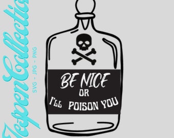 Potion Bottle SVG PNG JPG "Be Nice or I'll Poison You" Cute Hallowen Graphic
