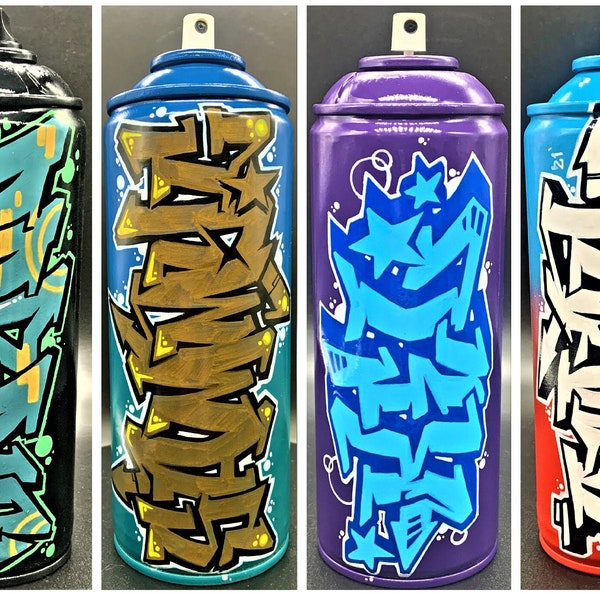 Custom graffiti spray paint can name letters personalized street art one of a kind aerosol painting with acrylic personalizable spraycan