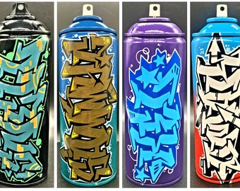 Custom graffiti spray paint can name letters personalized street art one of a kind aerosol painting with acrylic personalizable spraycan