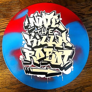Graffiti Vinyl Record Personalized custom graffiti name, word, letters. Hand painted. Street Art, Spray Paint Wall Hanging Retro image 8