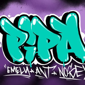 Custom Digital Graffiti Street Art with Graphics and Lettering, Letters, Phrases, Words, your choice. Personalized, jpg. image