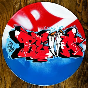Graffiti Vinyl Record Personalized custom graffiti name, word, letters. Hand painted. Street Art, Spray Paint Wall Hanging Retro