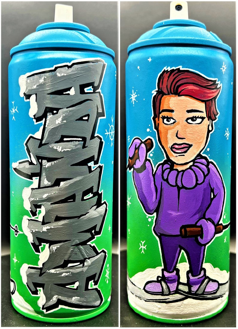 Custom graffiti spray paint can name letters lettering character theme personalized street art streetart aerosol painting acrylic spraycan image 7