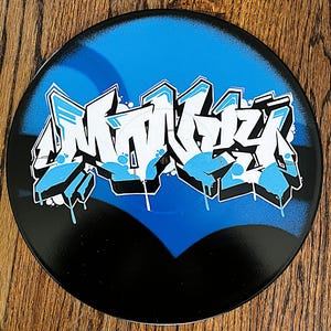 Graffiti Vinyl Record Personalized custom graffiti name, word, letters. Hand painted. Street Art, Spray Paint Wall Hanging Retro image 7