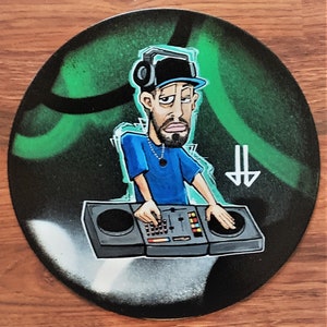 Custom Graffiti style Character painted on vinyl record Street/Wall Art Spray Paint & Acrylic