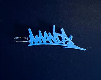 3D Printed Custom Personalized Graffiti Piece Letters Name Key Chain