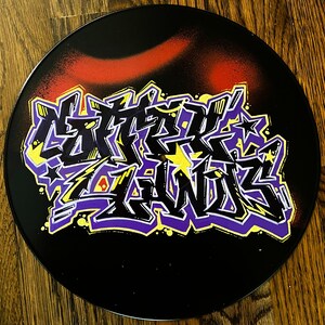 Graffiti Vinyl Record Personalized custom graffiti name, word, letters. Hand painted. Street Art, Spray Paint Wall Hanging Retro image 5