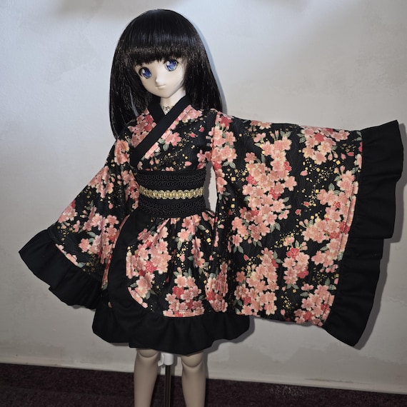 Kimono Dress with blossom Print, BJD, SD 1/3, Smartdoll, Dollfie Dream