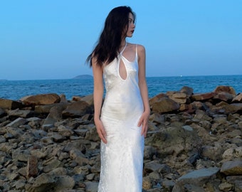 CHIMERA DRESS brocade viscose satin slip dress