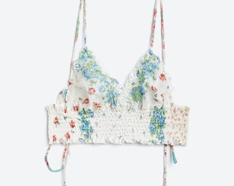 white ruffle bralette