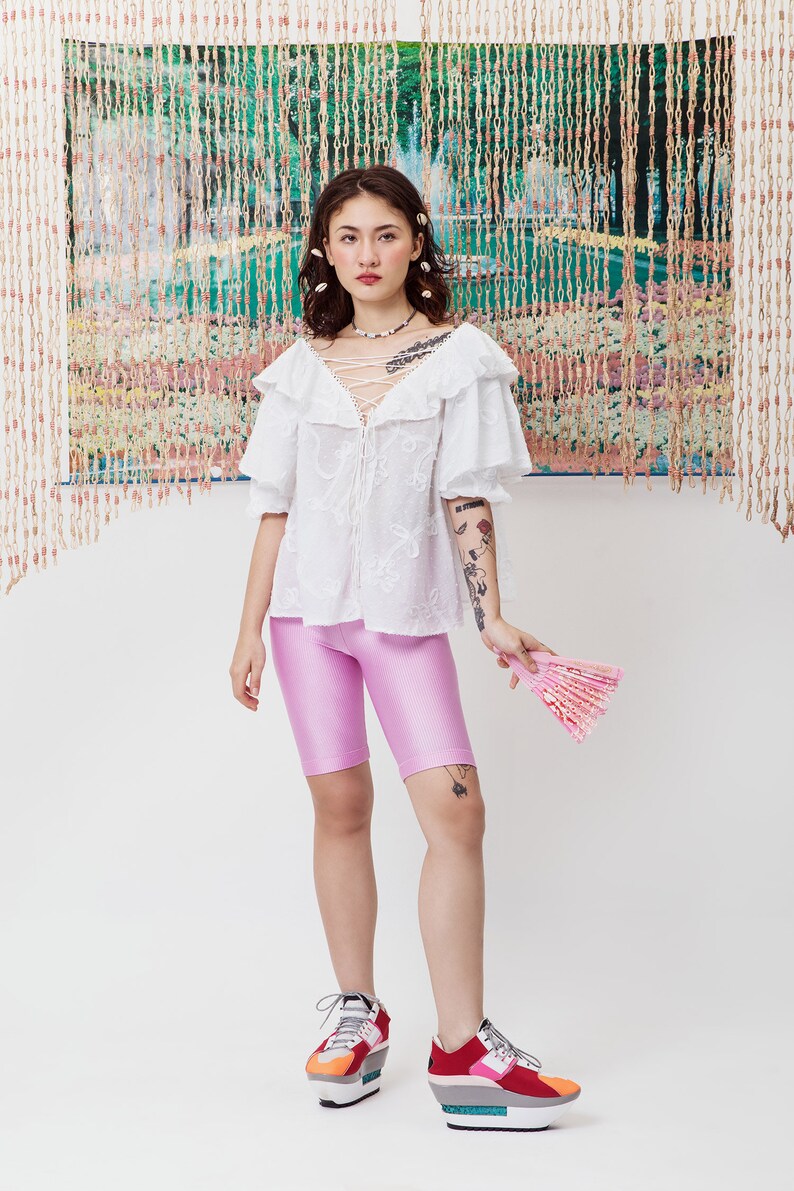 HOT SPIN SHORTS shiny Barbie pink rib knit polyester performance