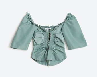 HOLE-HEARTED BLOUSE Victorian cutout smocked