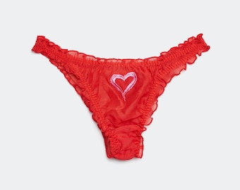 YOURS & MINE THONG - ruffle thong valentine gift for her