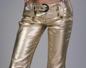 SOLIEL capris - metallic gold pants with belt