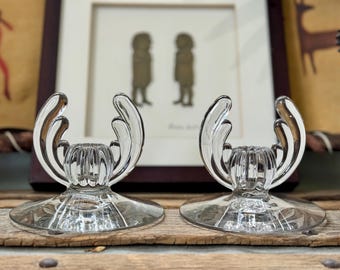 Vintage Art Deco Heisey Crystolite Candle Holders, 1930’s-1950’s