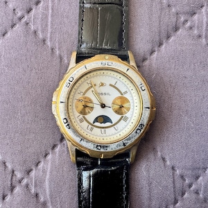 Vintage Fossil Chronograph Whimsical Moonphase Unisex Watch, Limited Edition early 1990’s Bild 1
