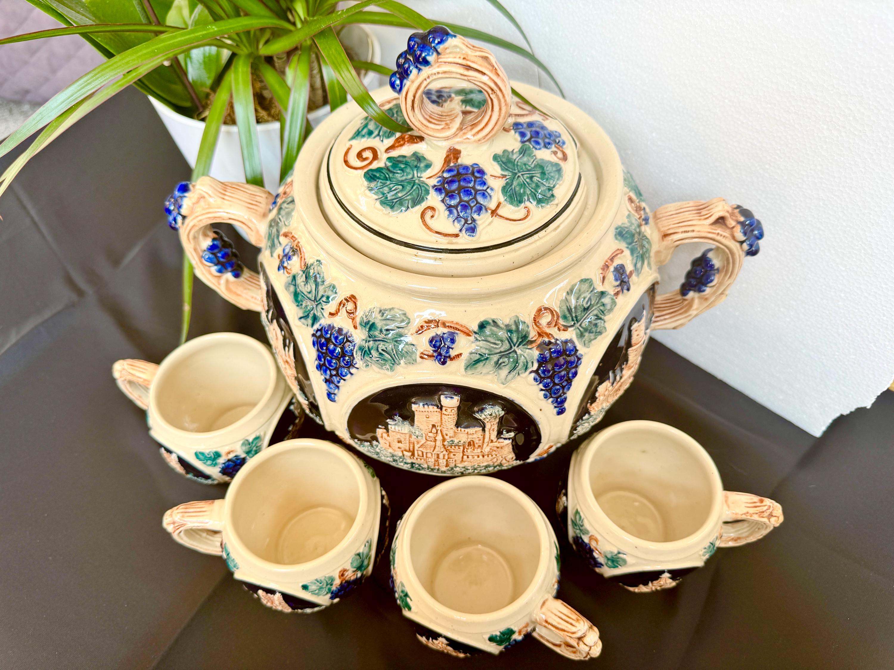 Vintage Gerz German Punch Bowl or Soup Tureen With Four Cups - Etsy