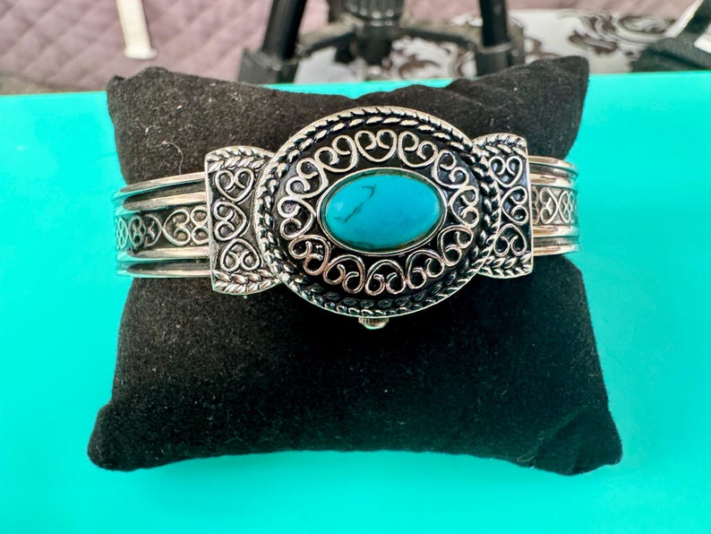 Reloj vintage Art Deco Peekaboo para mujer, brazalete de 7,5" imagen 1