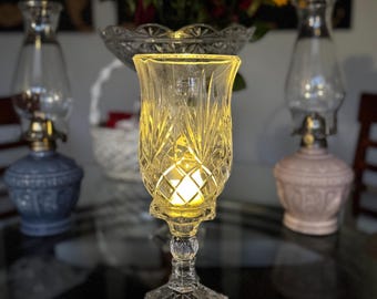 Vintage Polished Crystal Hurricane Lamp