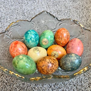 Vintage Alabaster Decorative Eggs Made In Italy
