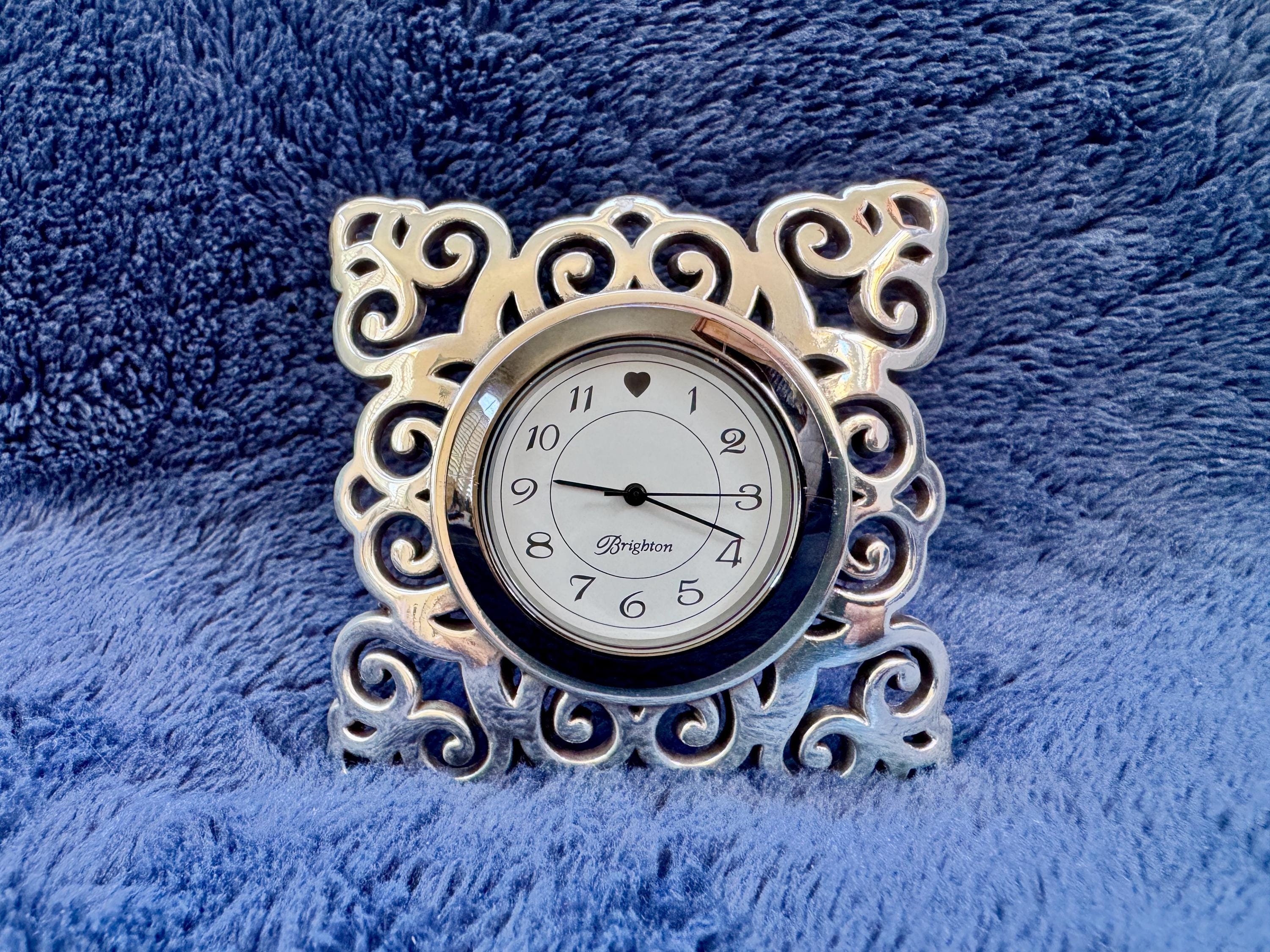 Brighton Miniture Pocket Book Shaped Jewel Embeded Travel Clock Small Brighton Metal Desk Clocks Clocks for sale | eBay main image 4