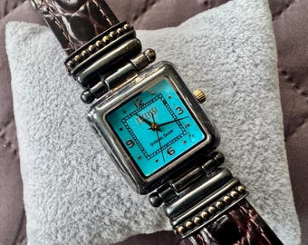 Vintage Sterling Silver and Turquoise Ecclissi Ladies Watch, 1990’s