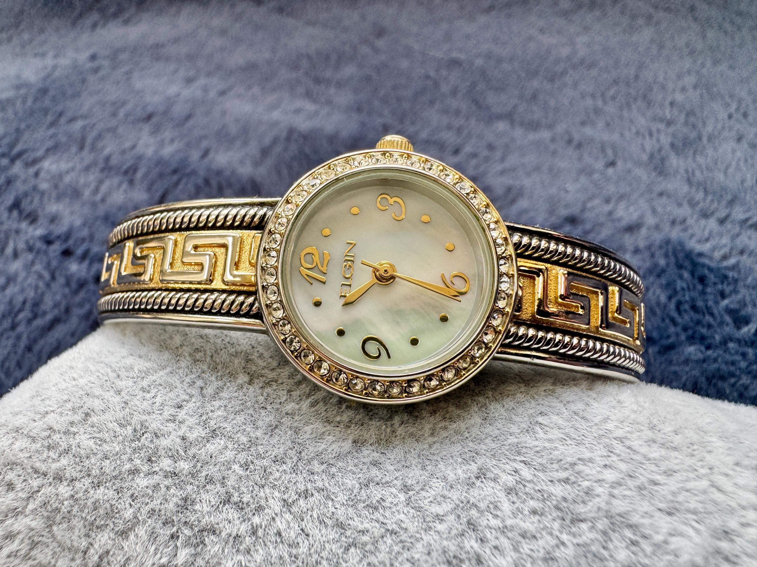 Elgin Womens Oval Yellow Gold Tone Mother Of Pearl Dial Watch Bracelet Set Vtg Elgin Women Oval Wristwatches for sale | eBay main image 4