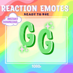 Green GG &quot;Good Game&quot; Emote -1080p Reaction Emote for Twitch, Discord and more