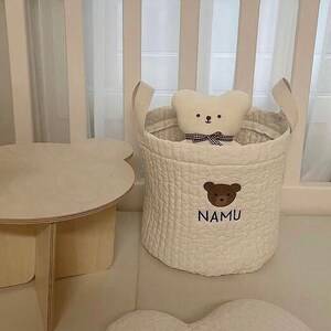 Baby Gift Toy Basket Fabric Basket Toy storage for Kids Pet Dogs Toddler room interior decor Personalized Baby shower image 4