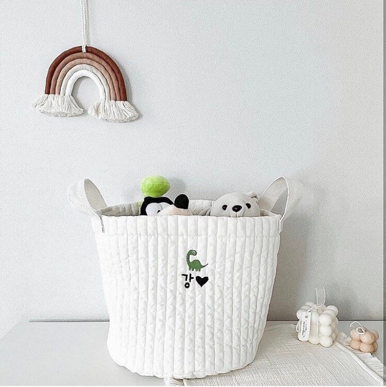Baby Gift Toy Basket Fabric Basket Toy storage for Kids Pet Dogs Toddler room interior decor Personalized Baby shower image 9