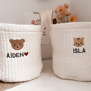 Baby Gift Toy Basket Fabric Basket Toy storage for Kids Pet Dogs Toddler room interior decor Personalized Baby shower image 1