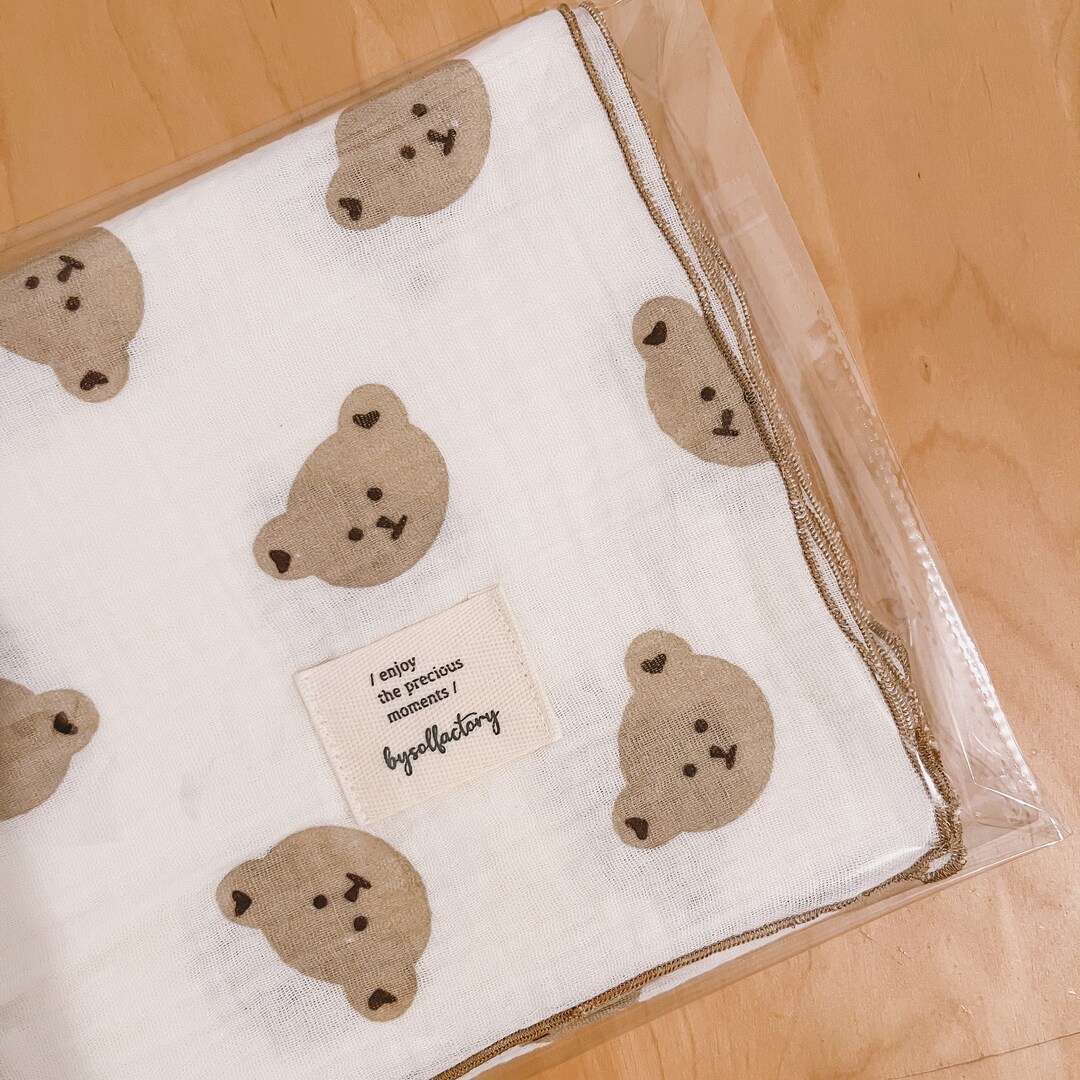 Teddy Bear Muslin Swaddle Blanket – Ultra-Soft Cotton, 120x100cm