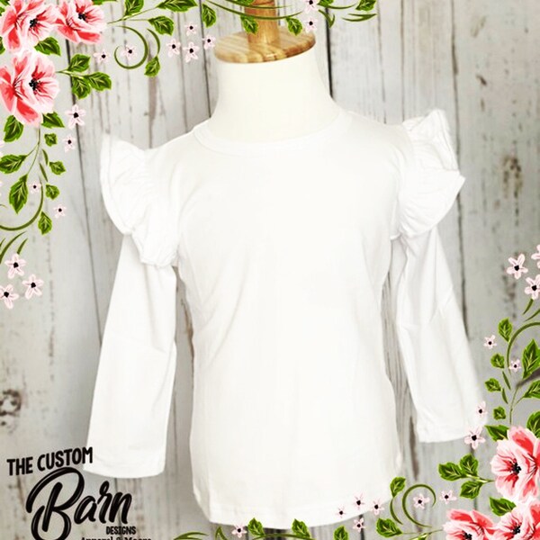 Ruffled Long Sleeve Knit T-Shirt