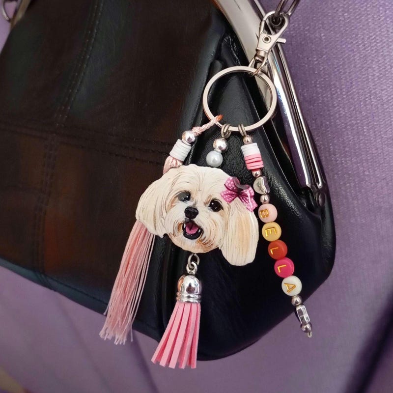 🐾Free Personalization🐾 Personalized Pet Portrait Bag Charm – Custom Handbag Accessory with Your Dog or Cat, Unique Gift for Pet Lovers, purse charm, pet bag charm