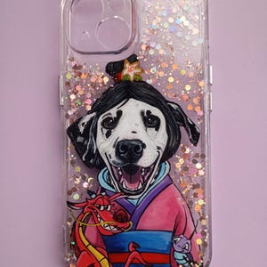 Funda para teléfono personalizada con retrato de mascota: Arte canino divertido pintado a mano