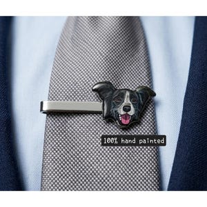 Custom pet Tie Clip, Custom Pet Tie Bar, Personalized Dog Tie Clip, Groom Gift, Wedding Tie Clip, Pet Portrait Tie Clip, pet Lover Gift