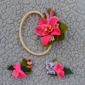Moana Princess Headband & Hair Clips Set – Tropical Princess Birthday Accessories, princess costume, Dress Up, Moana Party Outfit for Girls&quot;