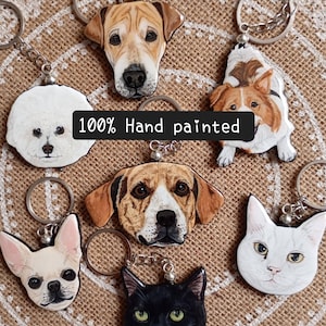 Llavero de mascota con retrato pintado a mano: regalo personalizado para mamá perruna