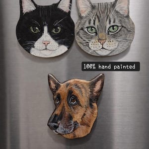 Handgemalter Haustier Porträt Kühlschrankmagnet: Individuelles Geschenk für Hund & Katze