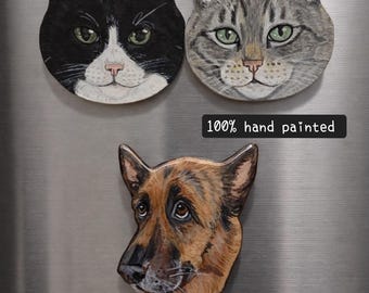 Hand-Painted Pet Portrait Fridge Magnet: Custom Dog & Cat Gift