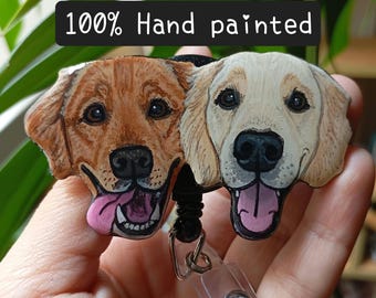 Porta credencial de mascota personalizado, porta credencial pintado a mano, regalo personalizado para amantes de las mascotas y técnicos veterinarios.