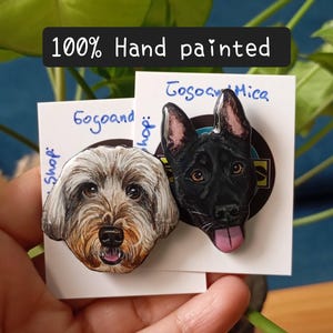Personalisierte Tierportrait Anstecknadel: Handbemalte Hunde & Katzen Brosche