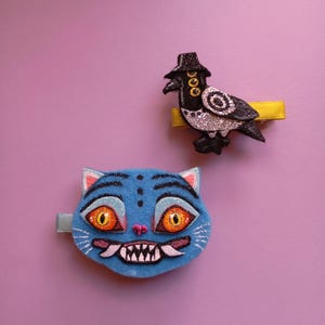 Grampo de cabelo de tigre azul kpop, grampo de cabelo Derpy, acessórios kpop, kawaii, tigre caçador de demônios, pássaro sussie, acessórios de festa huntrix