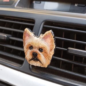 Custom Pet Face Car Air Freshener – Personalized Dog or Cat Gift – Handcrafted Car Vent Clip