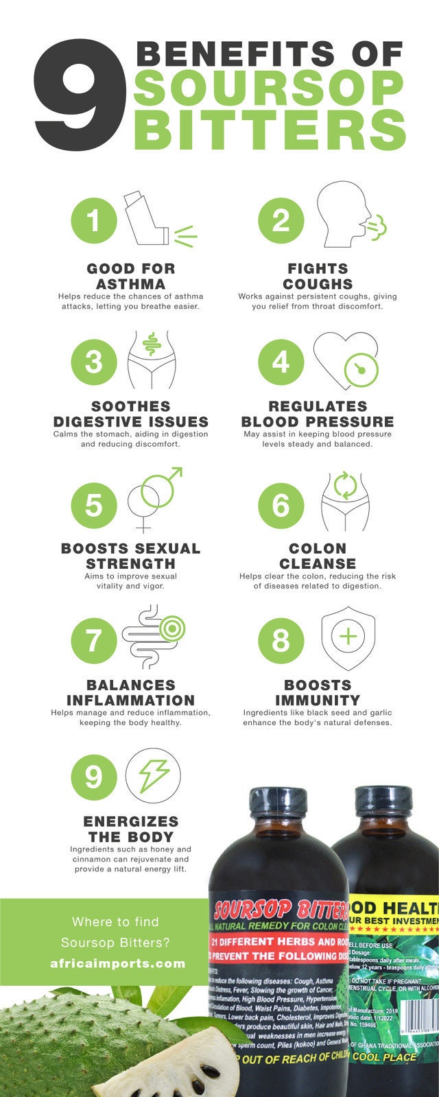 Soursop Bitters 8oz/16 Oz Colon Health Boost, Natural Immune Support, Herbal Detox Formula Etsy