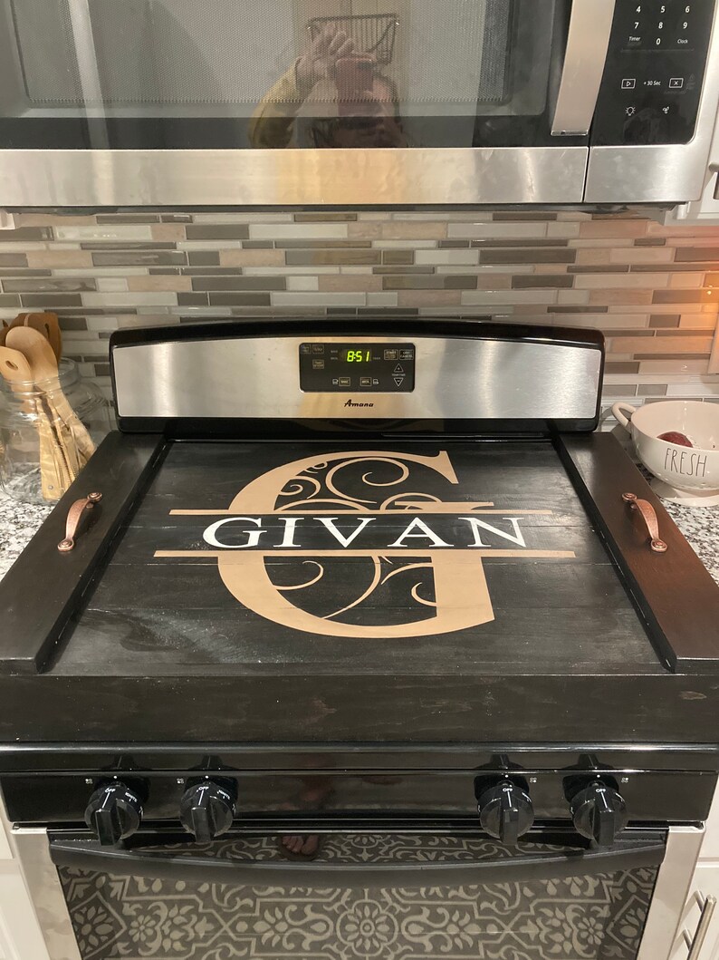 Gas stove top cover noodeboard monogram  etsy Gas stove top cover noodeboard monogram  etsy