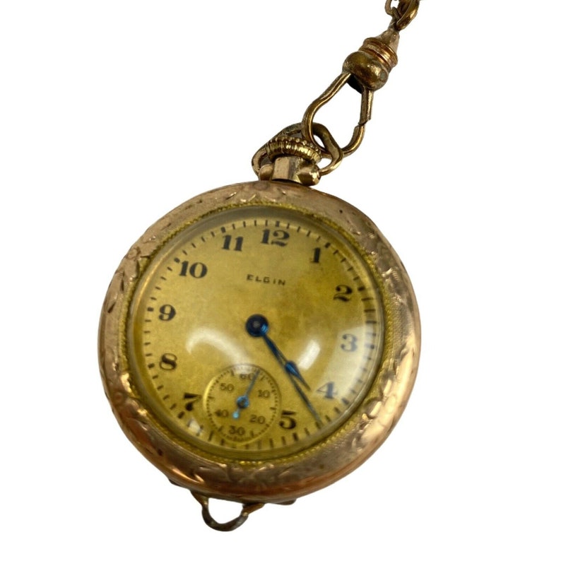 Vintage Elgin Ladies Pocket Watch Necklace Slide Bead Gold Etsy