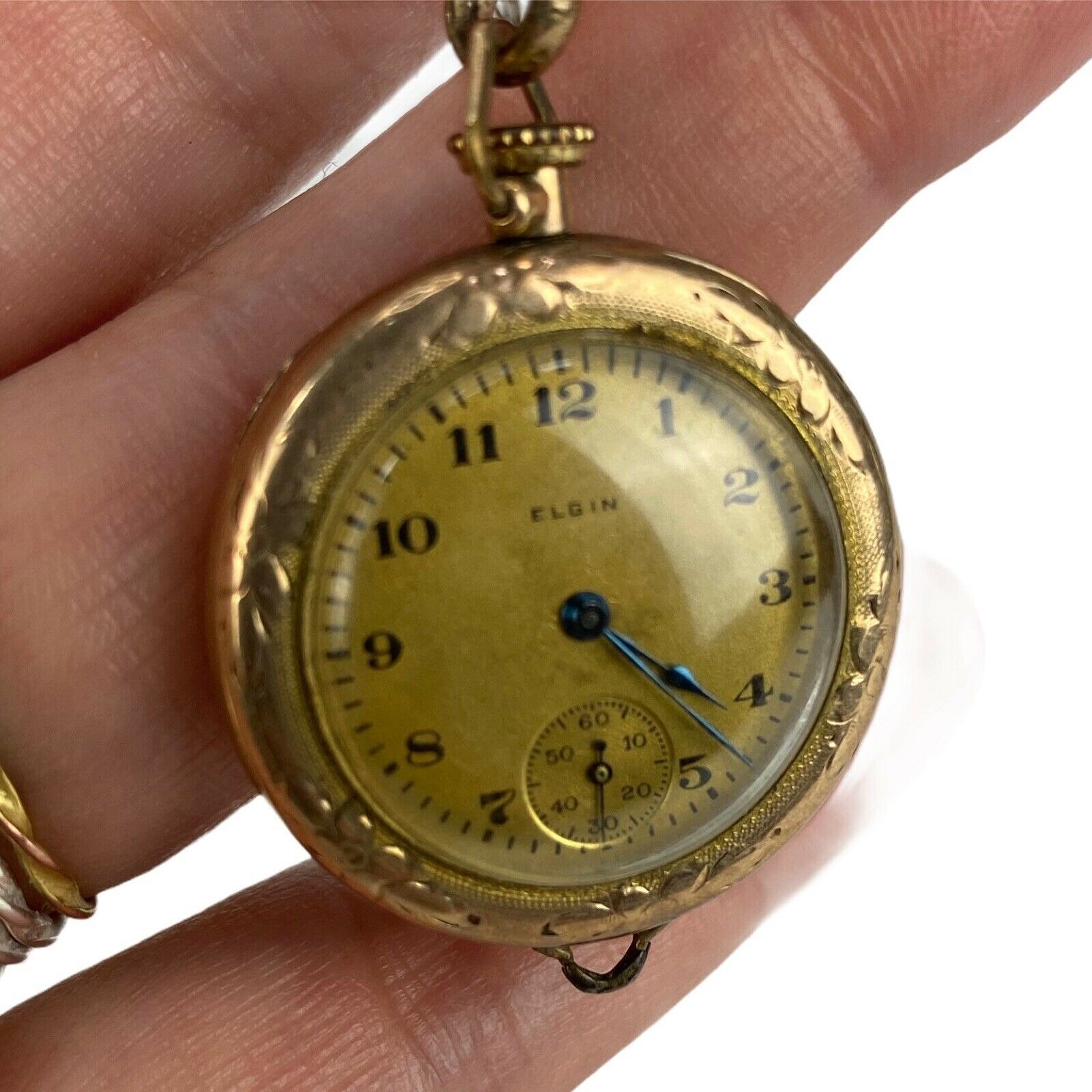 Vintage Elgin Ladies Pocket Watch Necklace Slide Bead Gold Etsy