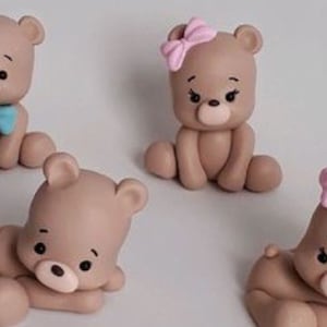 Bear edible cake toppers, sugar cake toppers for Birthdays, Gender Reveal Cake, Baby Shower, Christening, Baptism