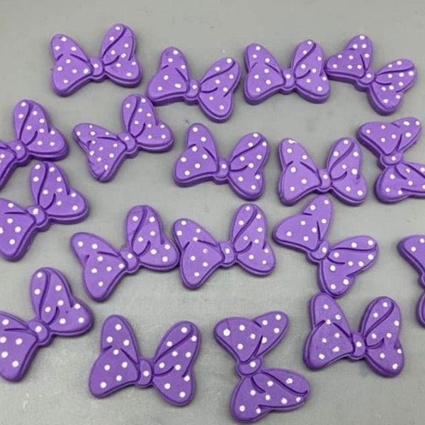 Bow,Edible bow,Fondant bow, Minnie bow,Sugar bow,Fondant bow for cupcakes,Edible  bows with polka dots, 2D edible bow,